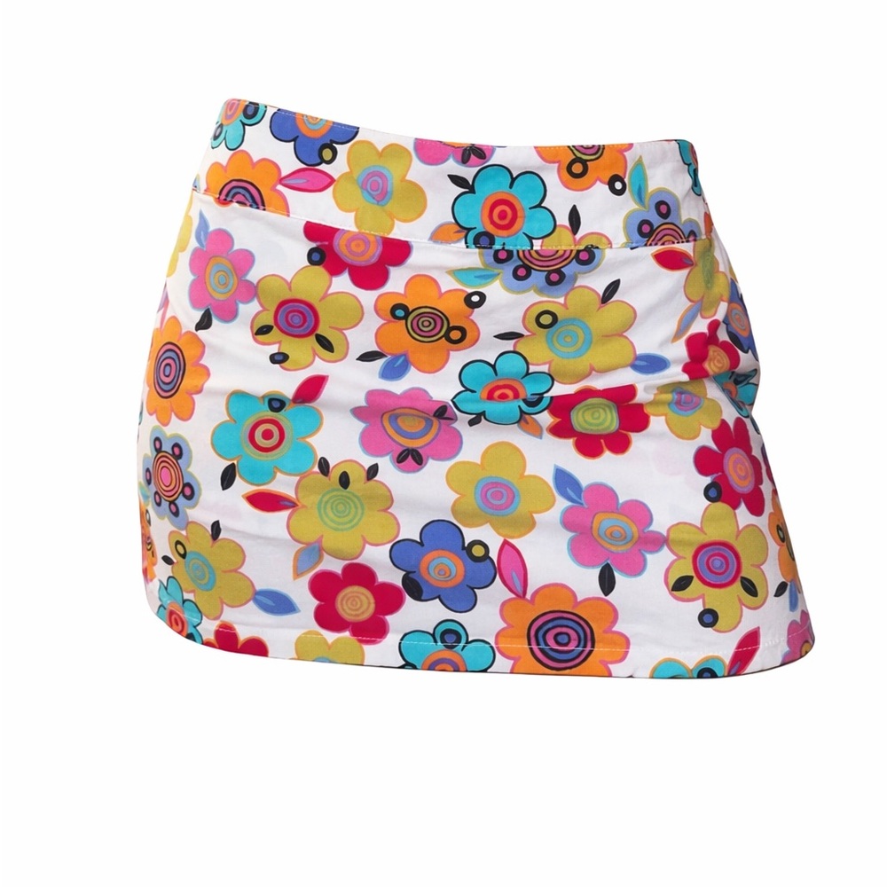 Vintage Y2K Flower Power Low Rise Mini Skort Colorful Retro Micro Skirt